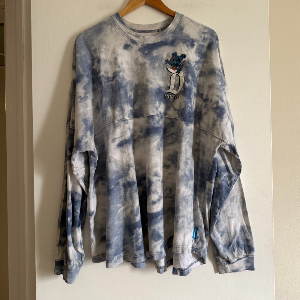 Disneyland Stitch Tie Dye Blue/White Long Sleeve Spirit Jersey size XXL - Picture 2 of 9